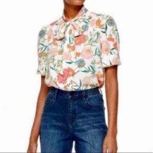 NWT KATE SPADE Blossom Floral Tie Neck Top size XL $228
